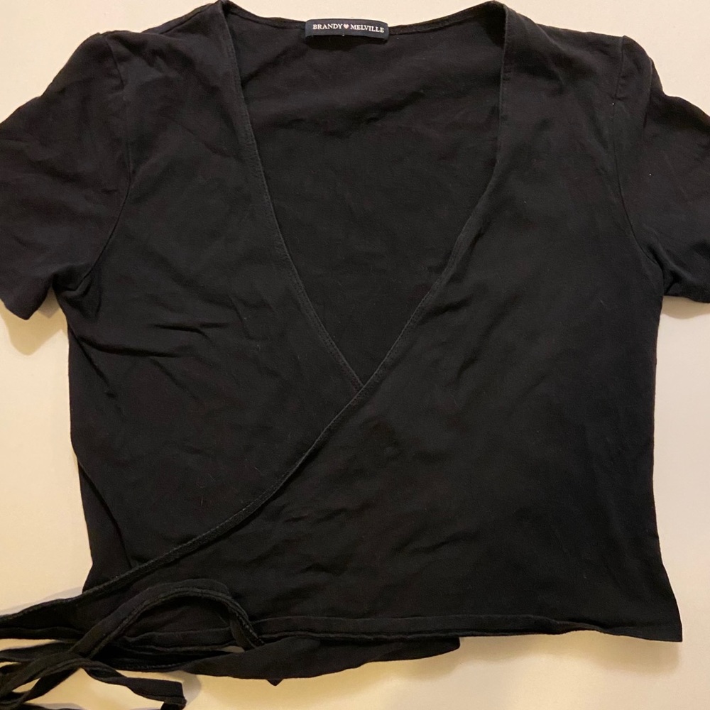 Brandy Melville Rae Wrap Top Black